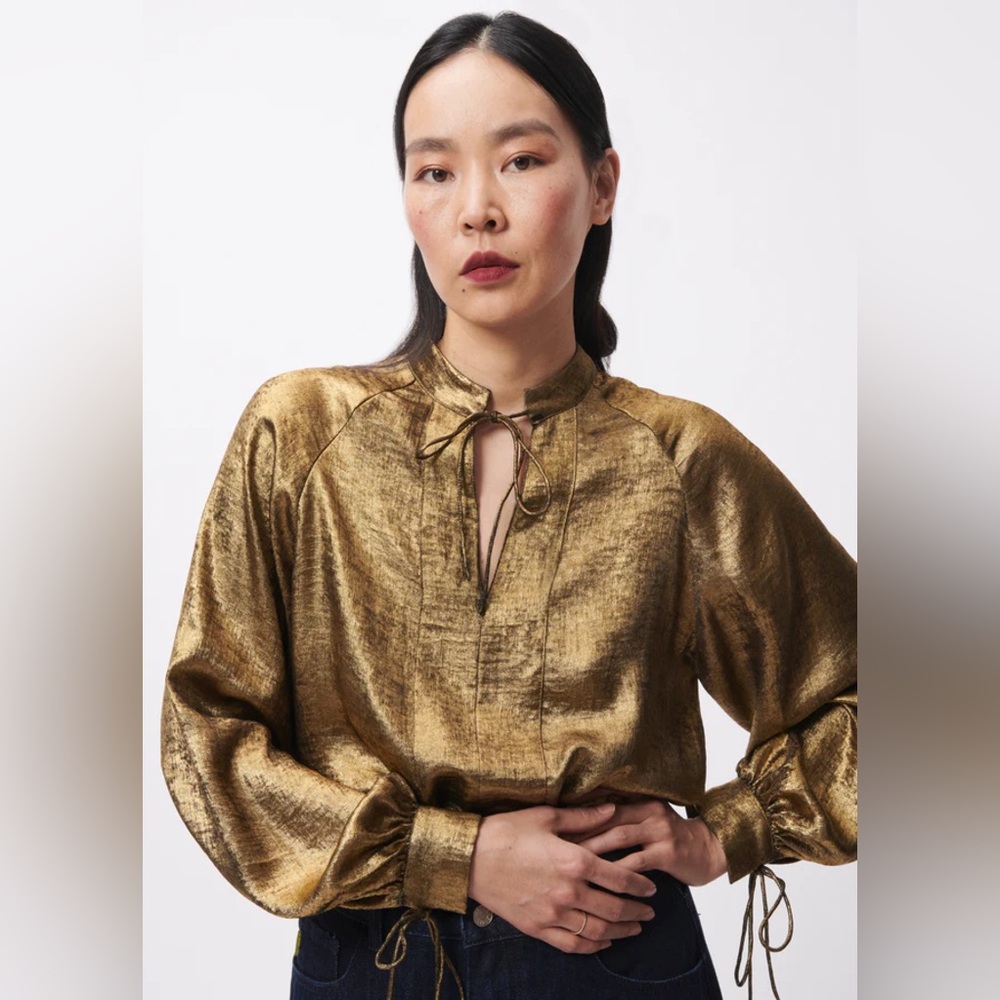 FRNCH Andrija Gold Blouse women’s medium